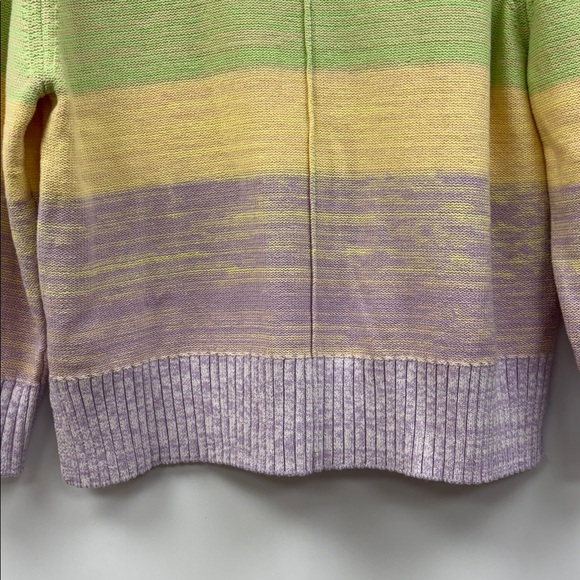 NWT Ann Taylor LOFT Striped Ombre Knit Crewneck Pullover Sweater Green Large - Picture 5 of 9